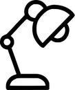 An outline icon representing a flexible desk lamp, study light, illumination, office, and reading environment Royalty Free Stock Photo