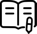 An outline icon representing homework, studying, reading a book, writing notes, learning, and educational tasks Royalty Free Stock Photo