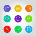 Outline icon set with clock, arrow and navigation elements