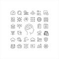 Artificial Intelligence, Machine Learning and Cloud Technology Outline Icon Set Royalty Free Stock Photo