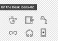 Outline icon set of items workspace essentials isolated on transparency background 02