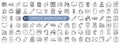 Office Workspace Essentials Icon Set Outline Style Royalty Free Stock Photo