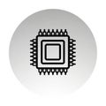 Outline Icon of a Computer Microchip on a Gradient Circle processor technology Royalty Free Stock Photo