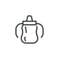 Outline Icon Toddler Spout Cup With Twin Handle, Baby Sip Cup for Children Drinking. Such Line Sign as Baby Bottle