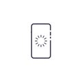 Outline icon of vector smartphone with buffer loader or preloader shape. Mobile load screen bar website concept line illustration