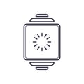 Outline icon of vector smartwatch with buffer loader or preloader shape. Watch load screen bar website concept line illustration