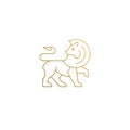 Outline icon of walking lion hand drawn with thin lines