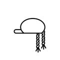 Outline icon of a winter cap with tails on white background. Isolated vector Royalty Free Stock Photo