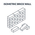 Outline icons of bricks and a brick wall Royalty Free Stock Photo