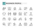 Outline icons about business people