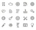 Outline icons. Car parts and services Royalty Free Stock Photo