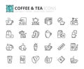 Outline icons about coffee and tea