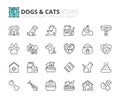 Outline icons about dogs and cats Royalty Free Stock Photo