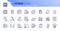 Simple set of outline icons about fitness