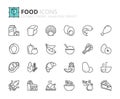 Simple set of outline icons about Food. Fruit and vegetables, protein, and grains Royalty Free Stock Photo