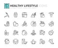 Outline icons about healthy lifestyle Royalty Free Stock Photo