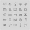 Outline icons - movie, cinema, video