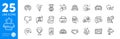 Outline icons set. Add photo, Car and Cogwheel blueprint icons. For website app. Vector