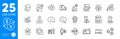 Outline icons set. Approved message, Manual and Gears icons. For website app. Vector