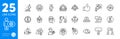 Outline icons set. Builder warning, Electronic thermometer and Eye target icons. For website app. Vector