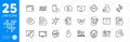 Outline icons set. Chemistry dna, Wallet and Timeline icons. For website app. Vector