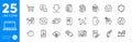 Outline icons set. Cyber attack, Approved and Smartphone protection icons. For website app. Vector
