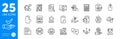 Outline icons set. Dermatologically tested, Fake news and Fingerprint icons. For website app. Vector