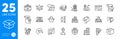 Outline icons set. Engineering, Boxes pallet and Manual doc icons. For website app. Vector