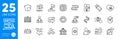 Outline icons set. Euler diagram, Chemistry molecule and File management icons. For website app. Vector