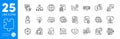 Outline icons set. Fake news, Seo stats and Cogwheel icons. For website app. Vector