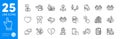 Outline icons set. Flight mode, Reject click and Cleaning icons. For website app. Vector