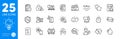 Outline icons set. Freezing click, Coffee maker and Partnership icons. For website app. Vector