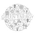 Outline icons set - green energy, eco, recycle