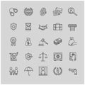 Outline icons set - law and lawyer services