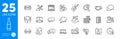 Outline icons set. Loan house, Scroll down and Medical analyzes icons. For website app. Vector