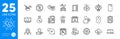 Outline icons set. Loan, Text message and Reject checklist icons. For website app. Vector