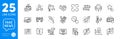 Outline icons set. Map, Candlestick chart and Justice scales icons. For website app. Vector Royalty Free Stock Photo