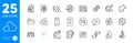 Outline icons set. Moon, Survey checklist and Dot plot icons. For website app. Vector