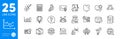 Outline icons set. Receive file, Sharing economy and Calculator icons. For website app. Vector