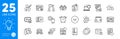 Outline icons set. Reject web, Podium and Food delivery icons. For website app. Vector