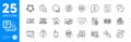 Outline icons set. Security app, Eye protection and Online question icons. For website app. Vector