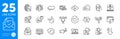 Outline icons set. Smile, Loyalty points and Approved mail icons. For website app. Vector