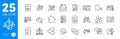 Outline icons set. Technical algorithm, Quickstart guide and Human sing icons. For website app. Vector