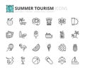 Outline icons about summer tourism