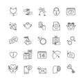 Outline icons - valentine`s day, love set