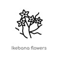 outline ikebana flowers vector icon. isolated black simple line element illustration from nature concept. editable vector stroke