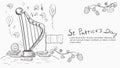 Outline illustration banner in the style of childrens doodles for the design of designs on the theme of the holiday of St.