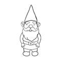 Outline, illustration of garden gnome