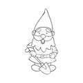 Outline illustration of garden gnome