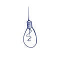 Outline illustration of a light bulb. Vector illustration on a white isolated background. For a logo, for icons in